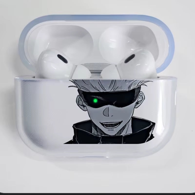 Jujutsu Kaisen Gojo Satoru Earphone Case for Apple Airpods 4 2 3 Pro Transparent Anime Airpods Case
