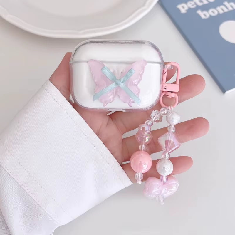 Cute with Chain Cover for Apple Airpods 1 2 3 Case Luxury Butterfly Keychain Earphone Case for Airpods PRO Case Box Airpods 3