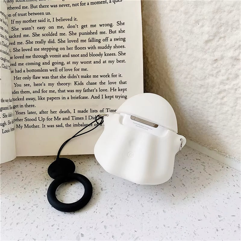 Stylish Cute 3D Ghost Silicone Bluetooth Wireless Earphone Case for Apple Airpods 1 2 Protect Cover Skull Pattern Finger Ring