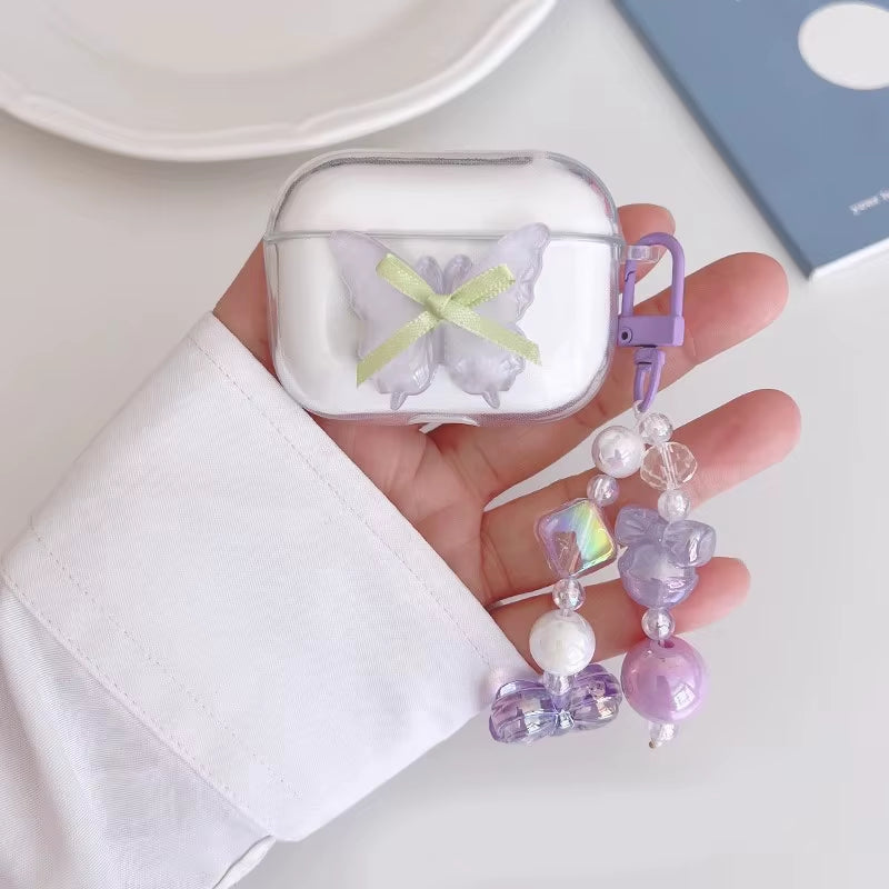 Cute with Chain Cover for Apple Airpods 1 2 3 Case Luxury Butterfly Keychain Earphone Case for Airpods PRO Case Box Airpods 3