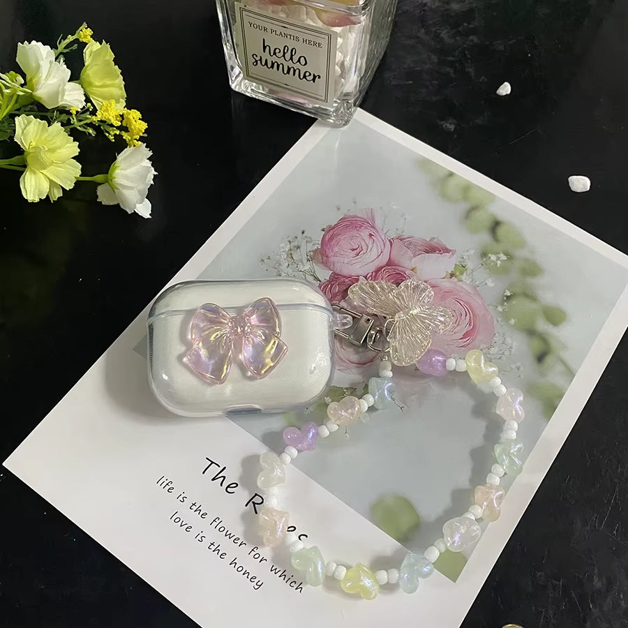 Cute with Chain Cover for Apple Airpods 1 2 3 Case Luxury Butterfly Keychain Earphone Case for Airpods PRO Case Box Airpods 3