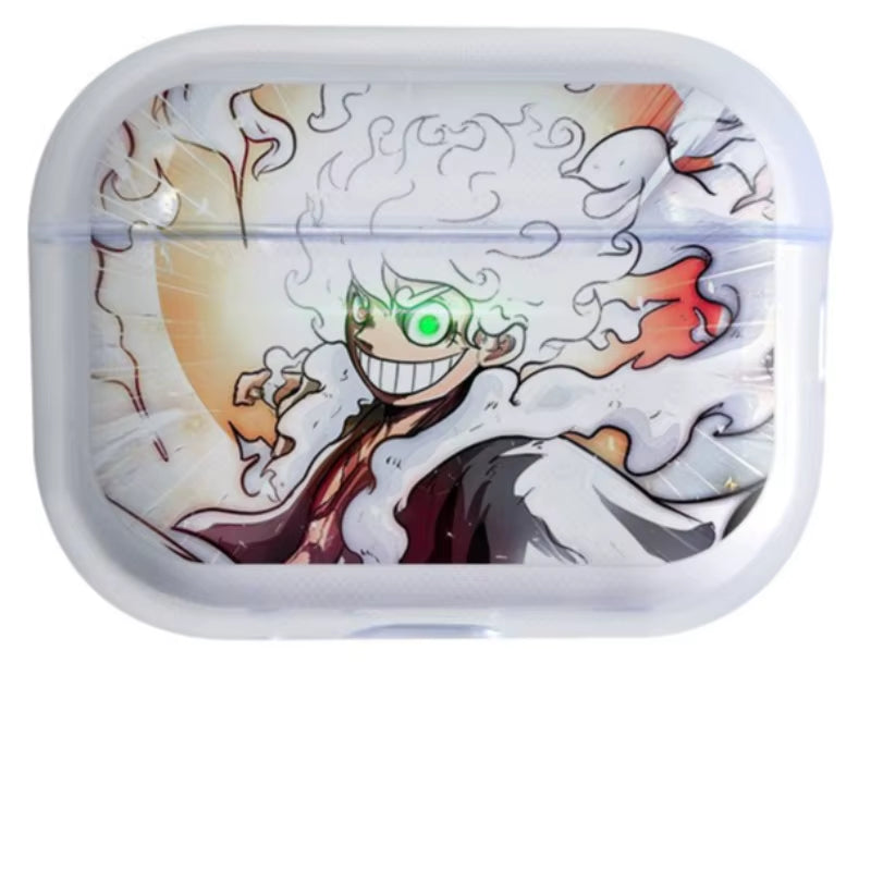 ONE PIECE Luffy Earphone Case for Airpods 1 2 3 Pro 2 Case Anime Transparent Protective Cover for Airpods 4 Shockproof with Hook